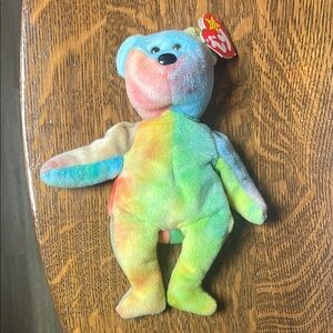 TY Beanie Baby "Garcia" the Tie-dyed Bear. Vintage - 1993 with PVC Pellets.